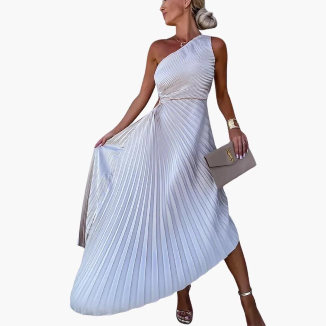 Asymmetrisches Cocktailkleid f��r Damen mit One-Shoulder-Ausschnitt und Plissee-Design