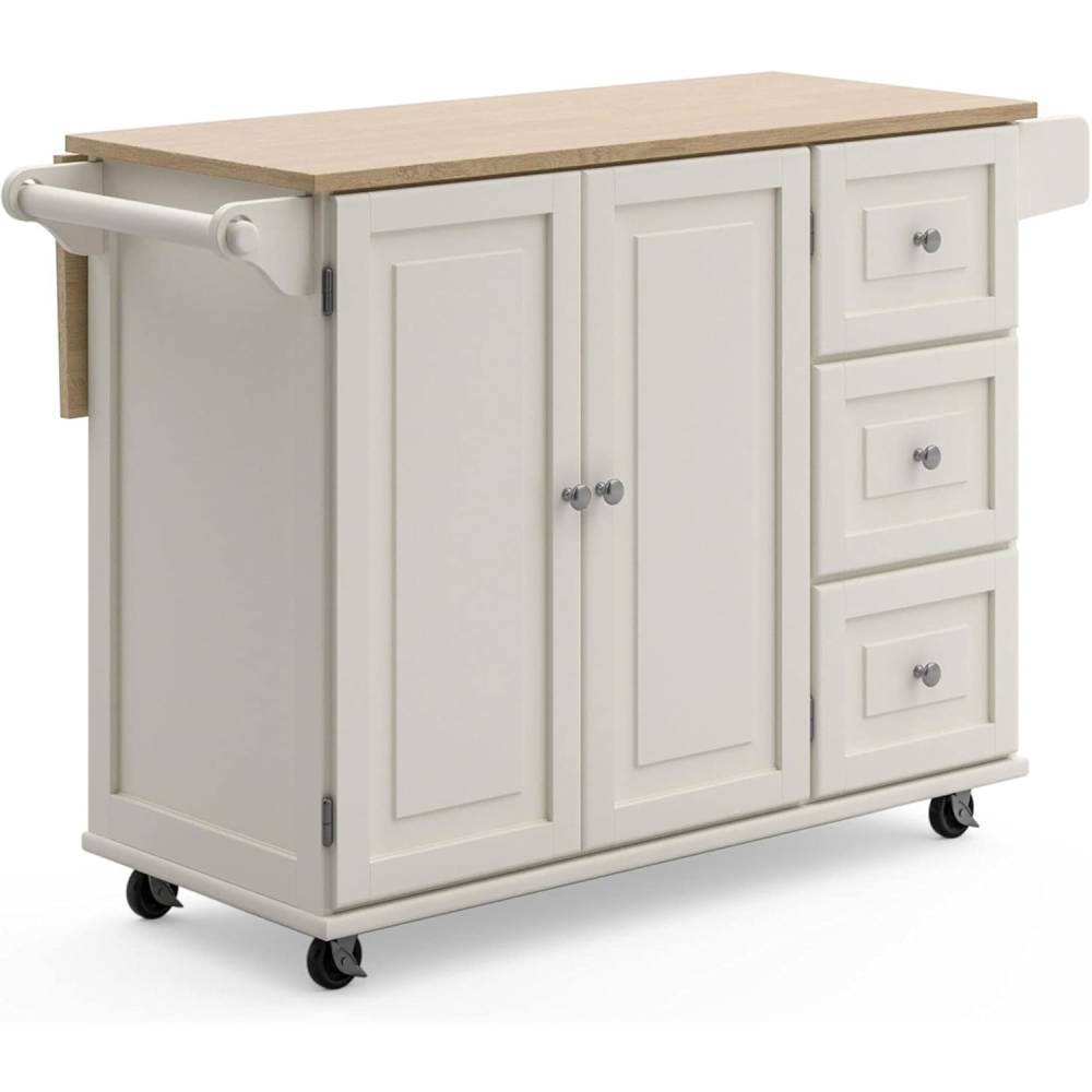 Homestyles Dolly Madison Mobile Kitchen Island Cart, Drop Leaf Breakfast Bar