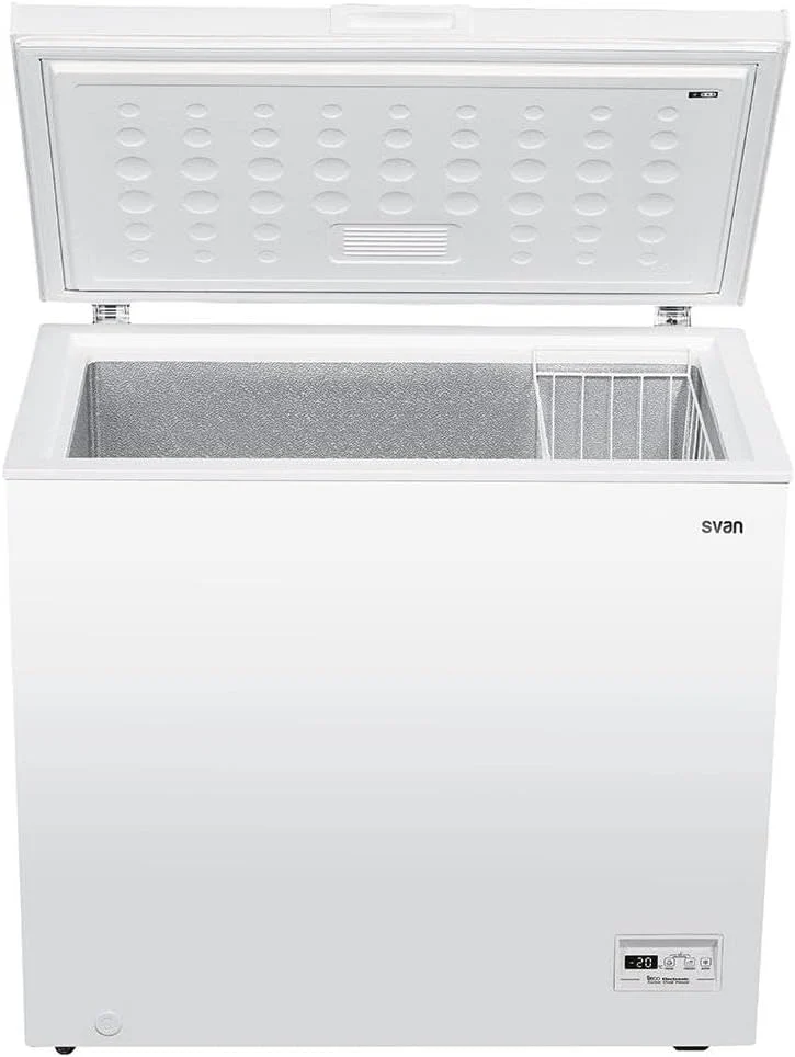 Svan Congelador horizontal Blanco SCH2002EDC. Capacidad 198 Litros, 1 Cesta, Bajo nivel Sonoro, Eficiencia Energética Clase E
