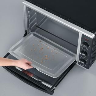 SEVERIN Back- und Toastofen mit Umluftfunktion, Mini Backofen mit Grillrost, Backblech, Drehspie und Pizzastein, vielseitiger Heiluftofen mit 42 L Kapazitt, 1.800 W, schwarz, TO 2058