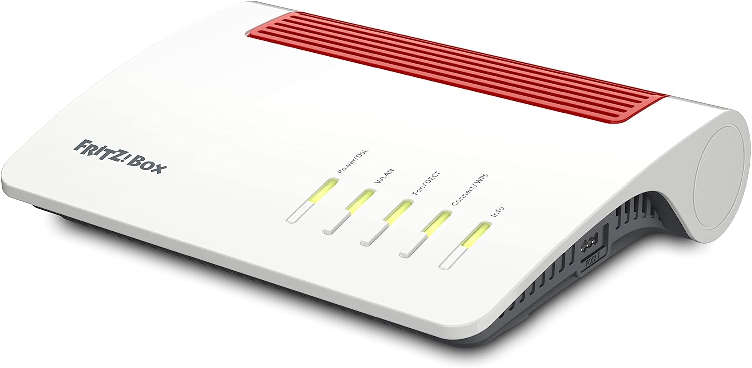 AVM Fritz!Box 7590 AX (Wi-Fi 6 DSL-Router mit 2.400 MBit/s (5GHz) & 1.200 MBit/s (2,4 GHz),bis zu 300 MBit/s mit VDSL-Supervectoring 35b,WLAN Mesh,DECT-Basis,deutschsprachige Version)