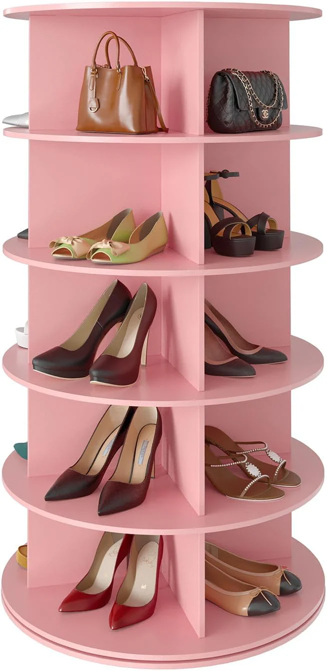 SpaceAid 7 Tier Rotating Shoe Rack Tower, Spinning Shoe Display Lazy Susan