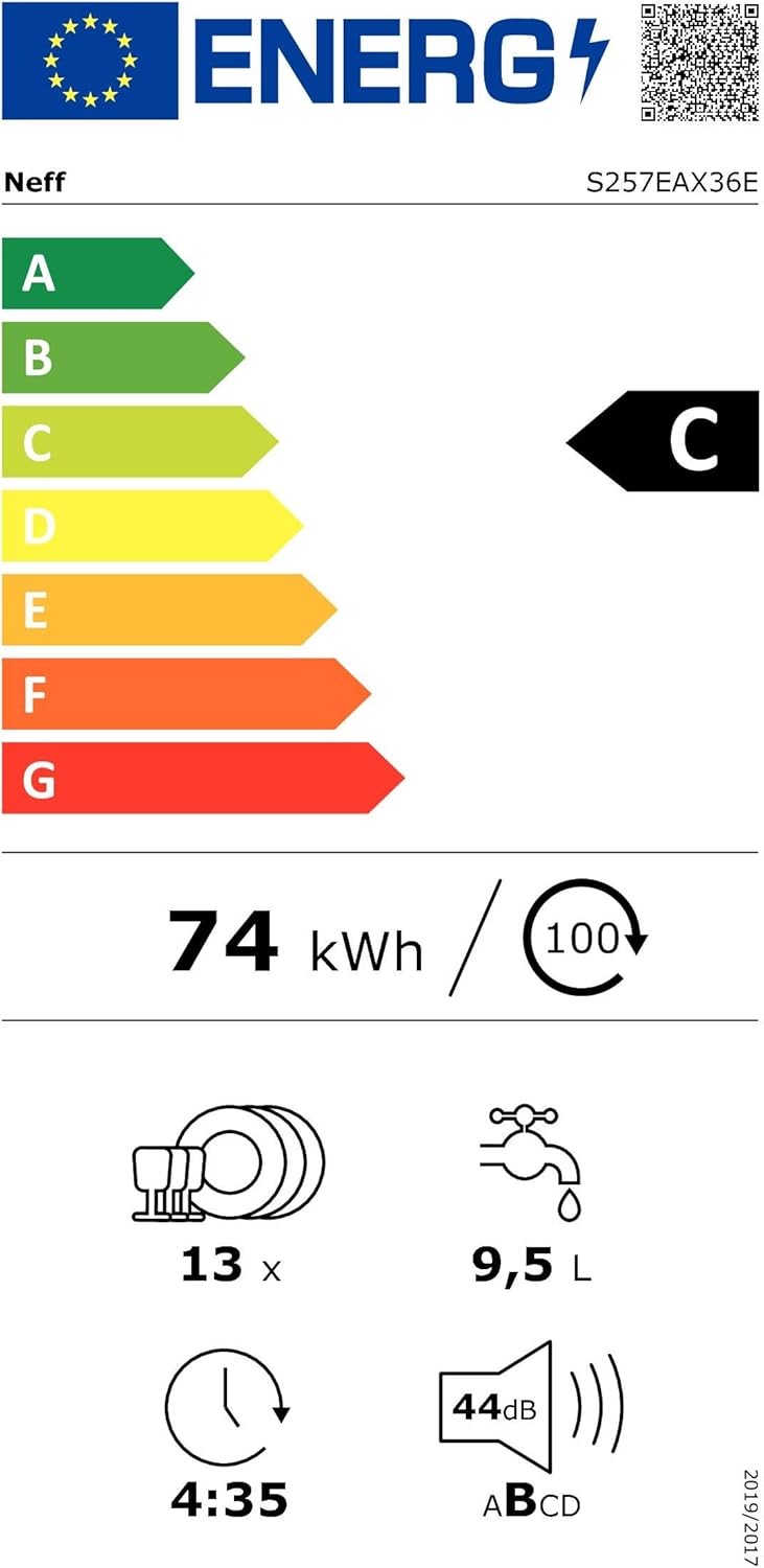NEFF S157YCX03E, N 70, Smarter Geschirrspüler Vollintegriert, 60 cm, Besteckschublade, Made in Germany, Zeolith-Trocknung, besonders leise Spülmaschine, höhenverstellbarer Oberkorb, starker Sprühdruck