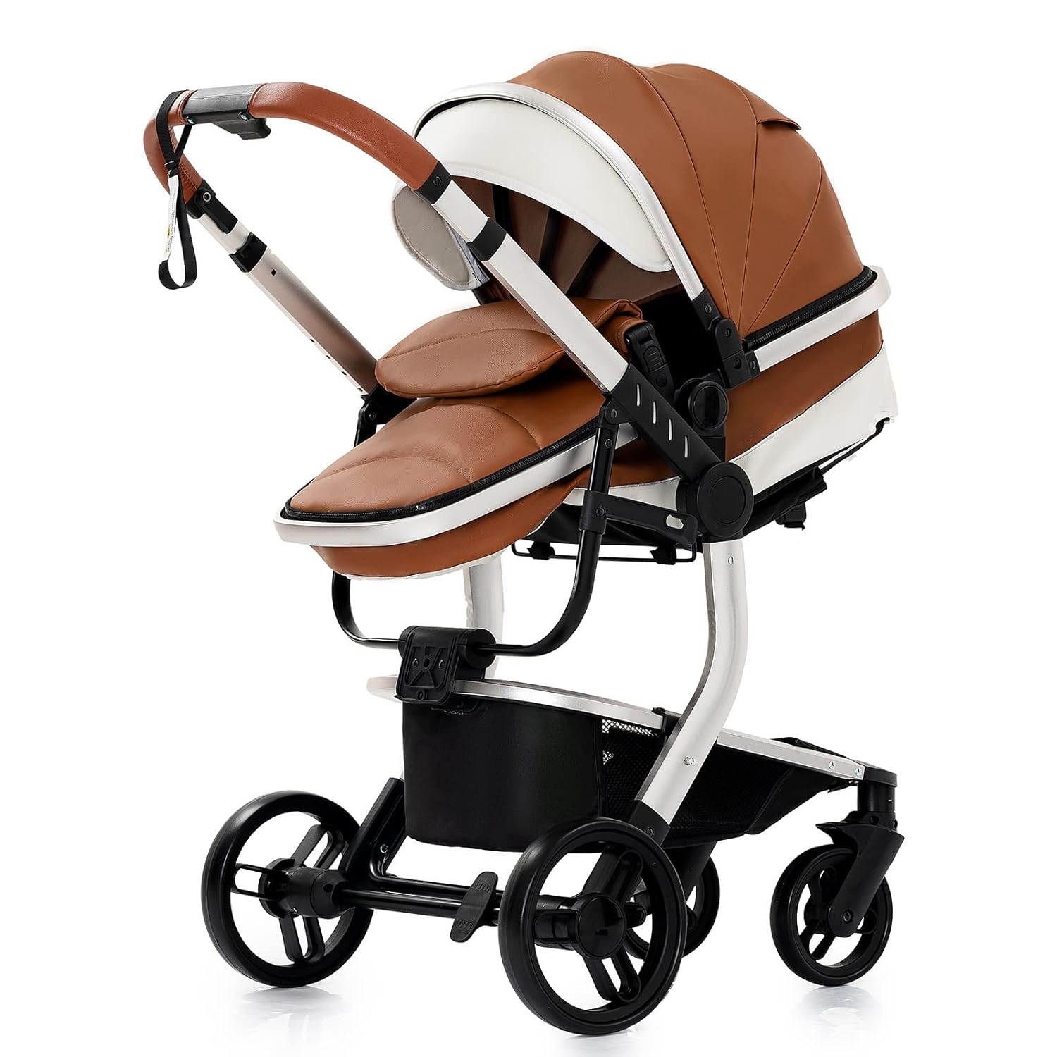 3 in 1 Kombikinderwagen 3 in 1 Reisesysteme Kinderwagen Infant Hochlandschaft Liegender Buggy Kinderwagen Neugeborenen Kinderwagen Faltbarer Standardkinderwagen (906 White)