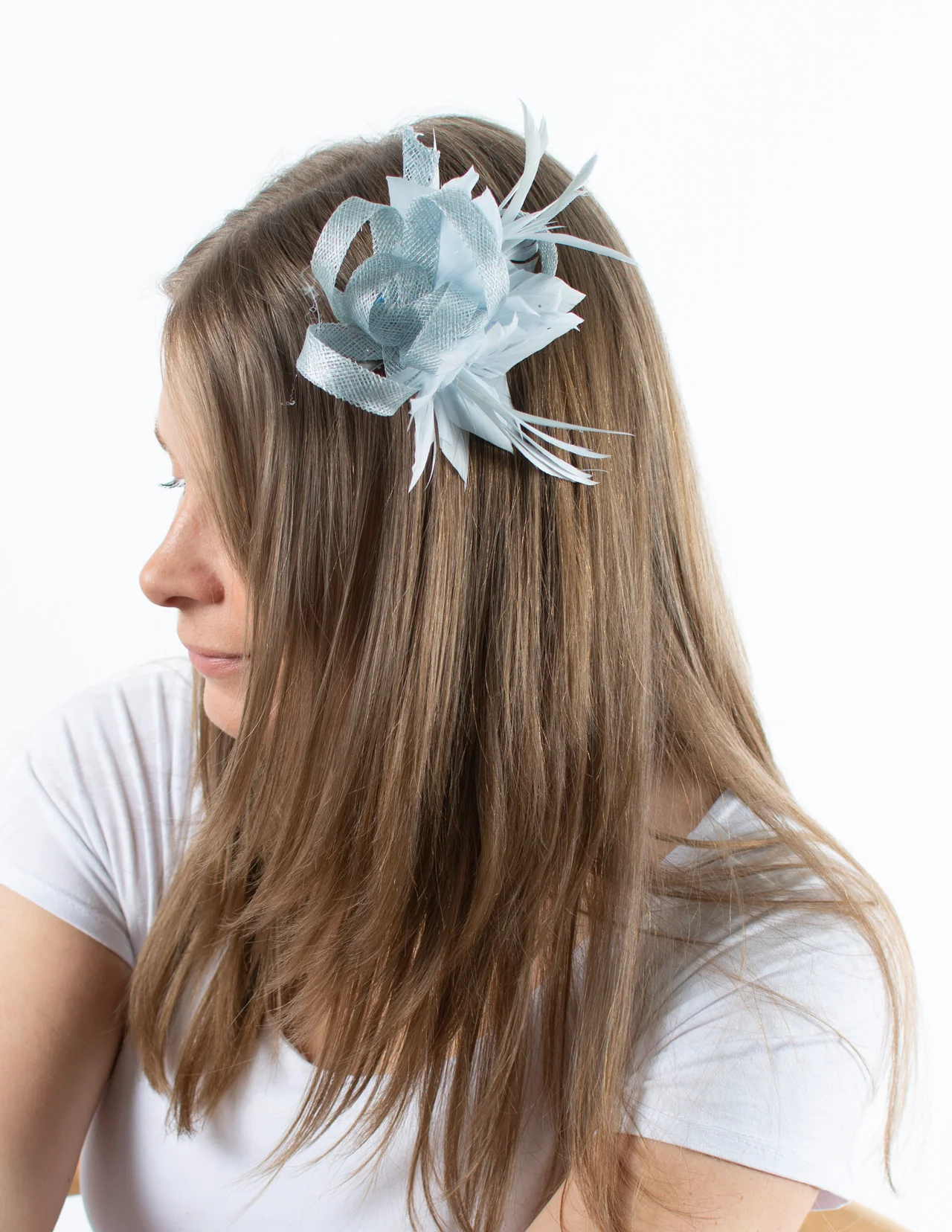 Fascinator | Small Feather Brooch | Powder Blue