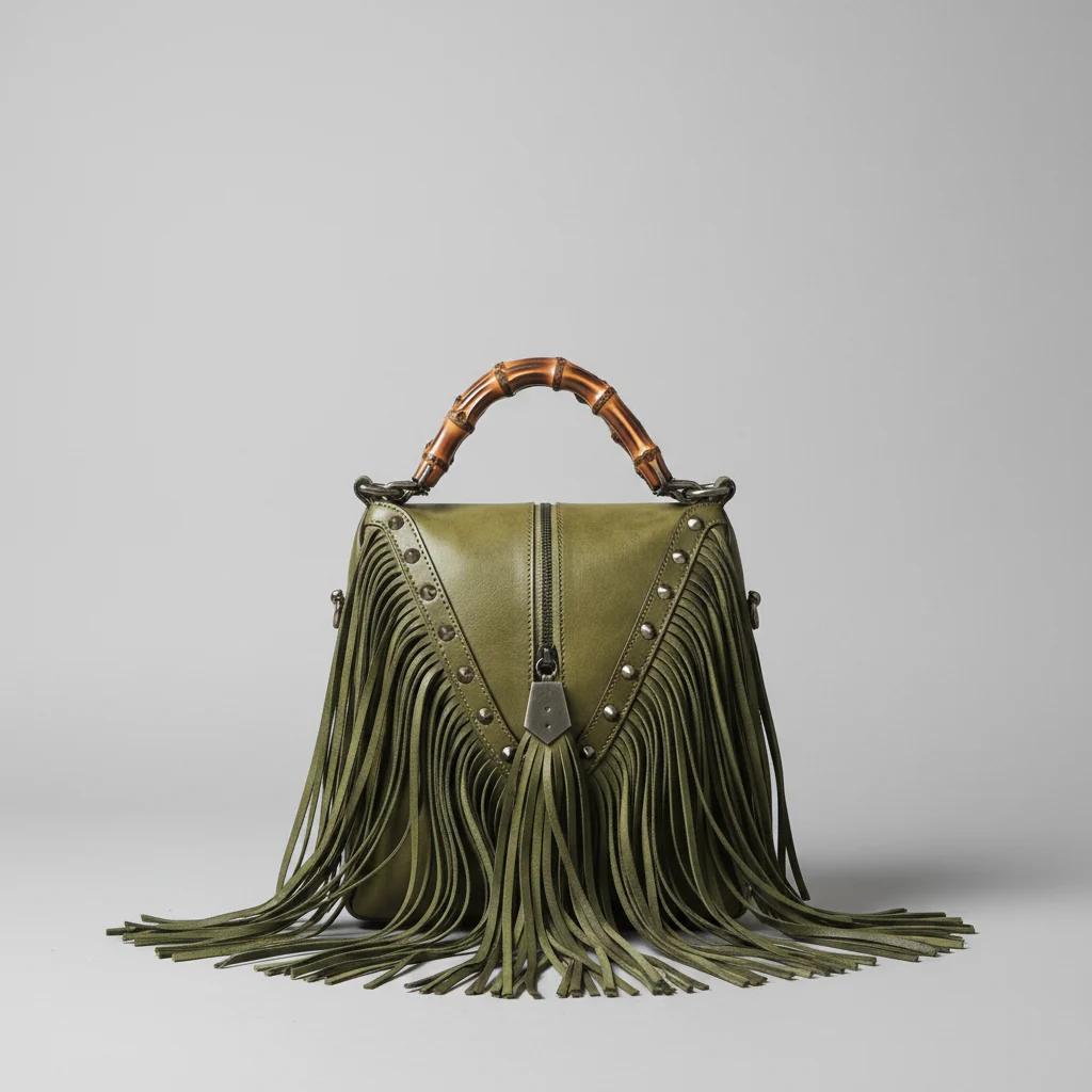 Boho Leather Crossbody Fringe Handbag