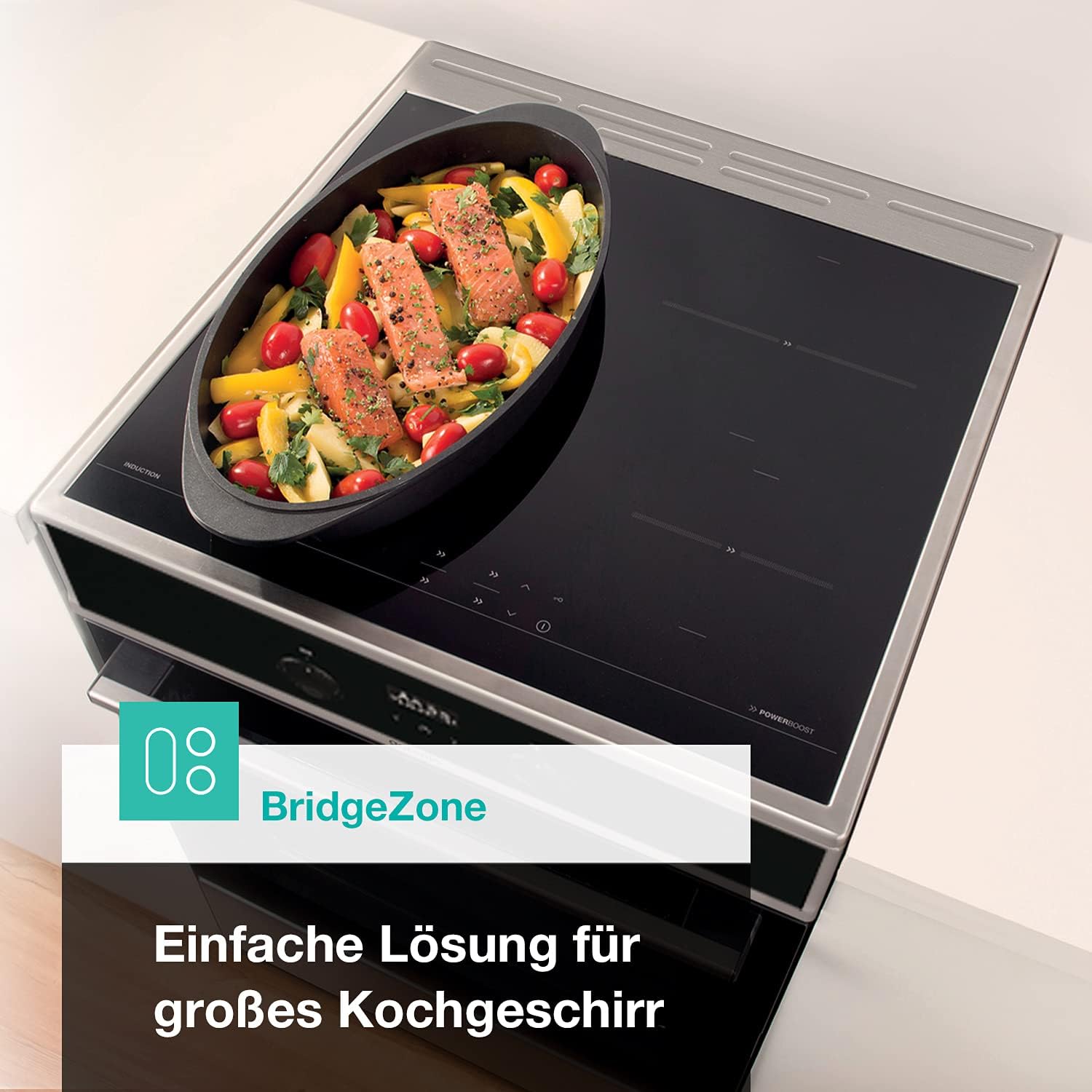 Gorenje GEIT5C61SPG Standherd mit Induktionskochfeld, 50 cm, 70 Liter,Silber, PerfectGrill, AirFry, FrozenBake, Pizza Mode 300°C, AquaClean, Made in Europe, inox