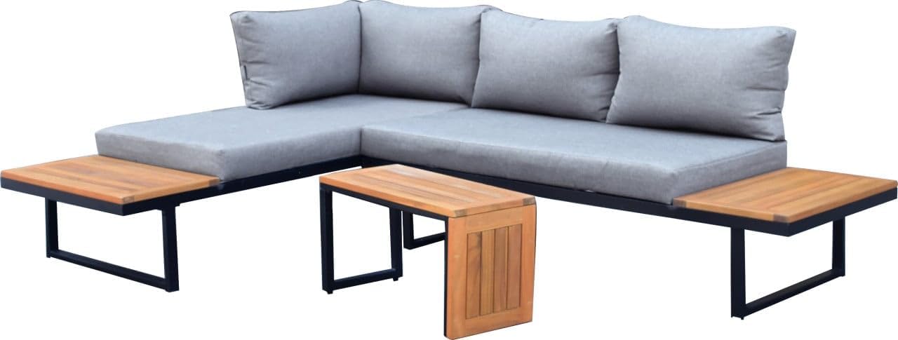 Primaster Gartenmöbel-Set Vulcano Holz/Aluminium Ecksofa Sitzgruppe Lounge Set
