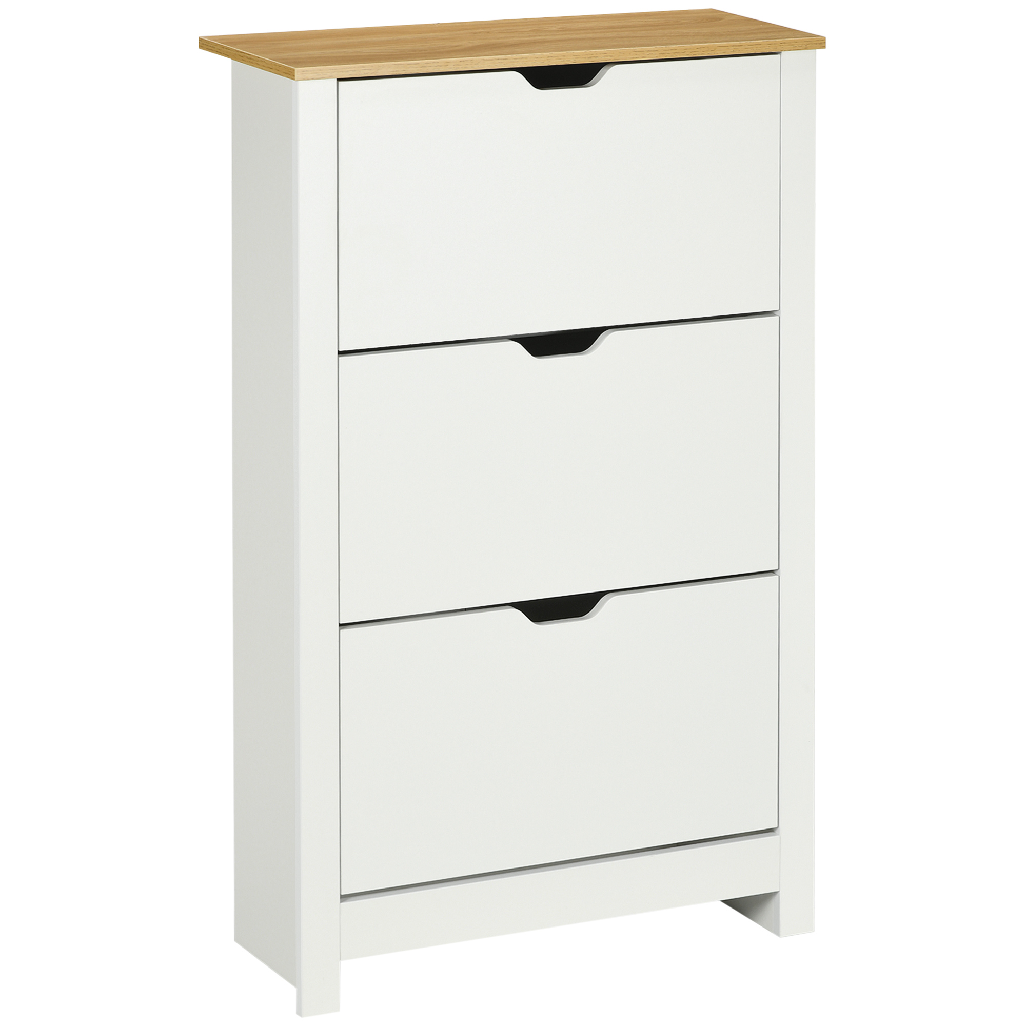 Schoenenkast Schoenenrek Schoenenopslag, 3 vakken, 18 paar schoenen, 72 cm x 26 cm x 112 cm, Wit + Bruin