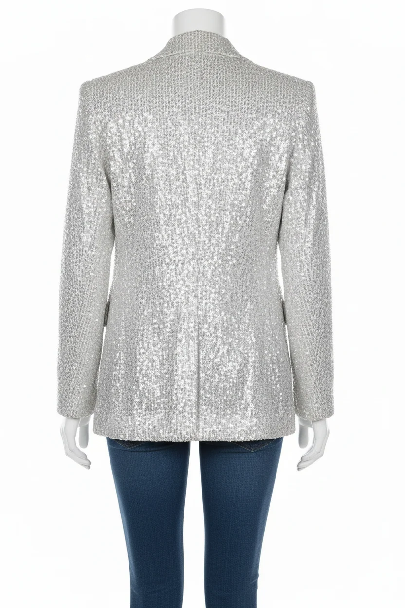 Glitzernder Pailletten-Blazer mit Revers f��r Damen - Elegante Party-Oberbekleidung