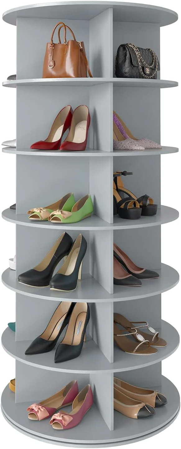 SpaceAid 7 Tier Rotating Shoe Rack Tower, Spinning Shoe Display Lazy Susan