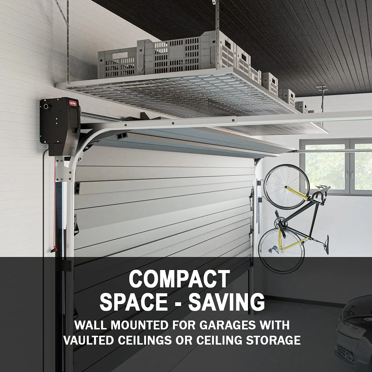 Genie 6172H O Smart Wall Mount Garage Door Opener with Aladdin Connect, Space Saving Design, Quiet 24v DC Motor