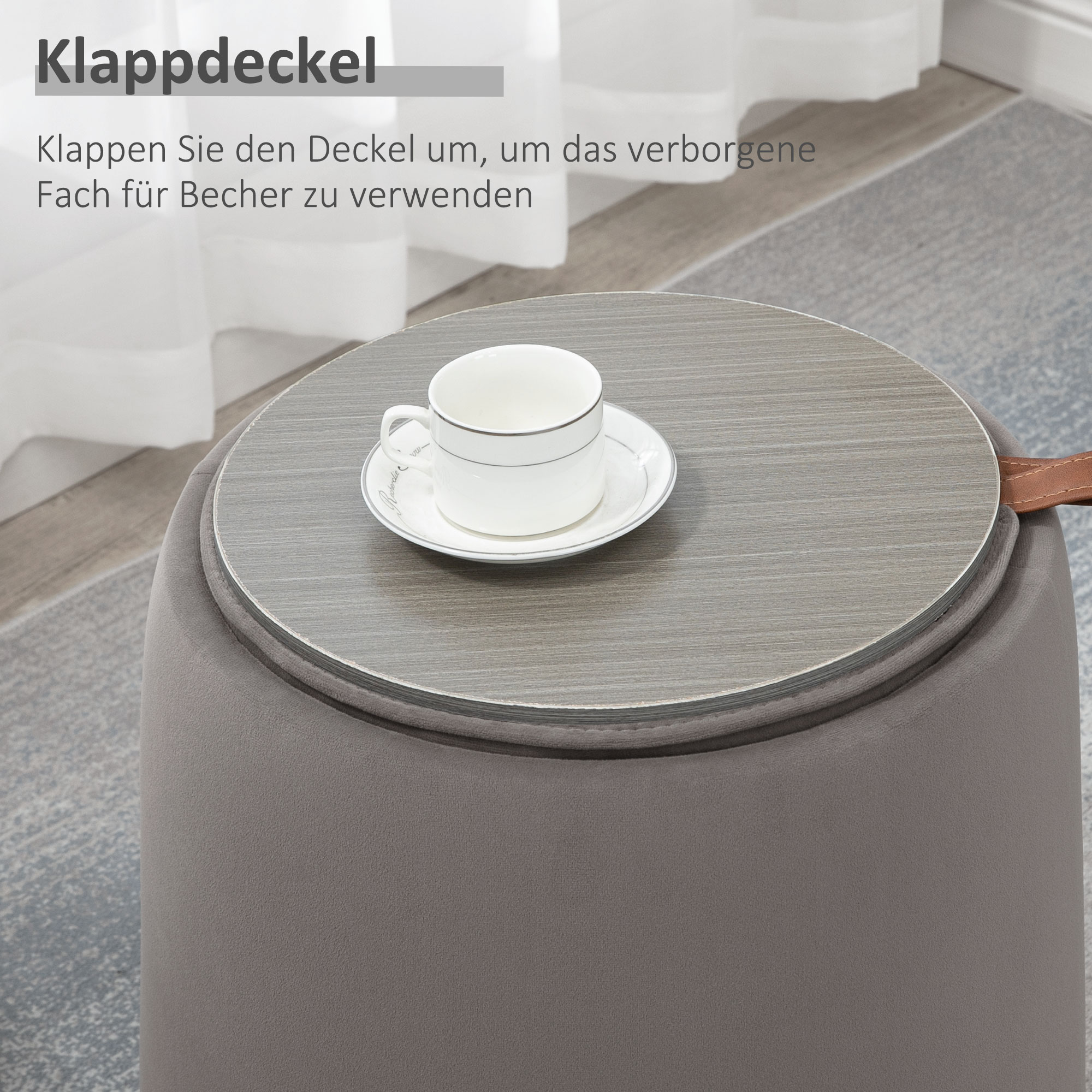 2-in-1 Poef in fluweelachtige stof met opbergruimte en afneembare deksel ��44 cm x 47,5 cm Beige