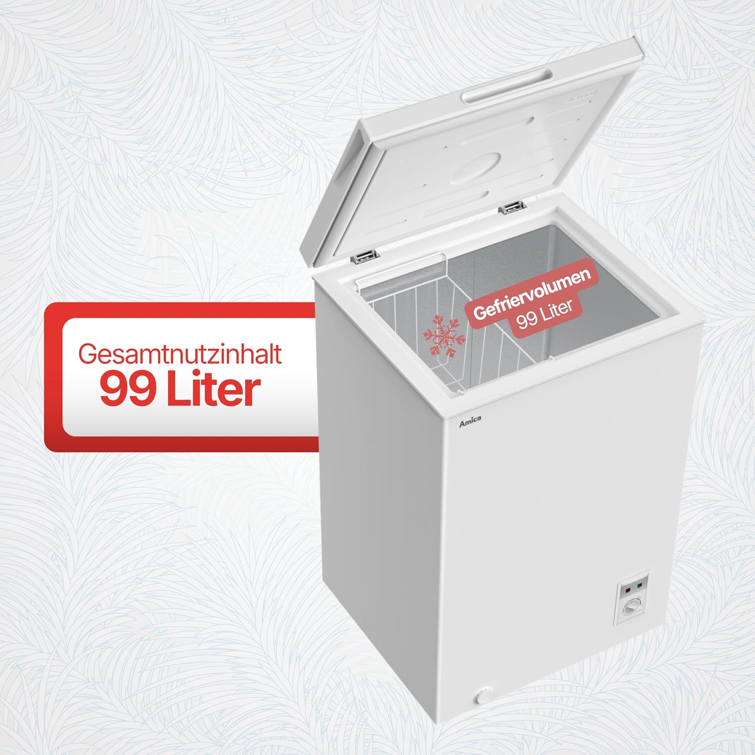 Amica GT 311 105 W Gefriertruhe / Weiß / 100 Liter / elektronische Steuerung / 1 Gefrierkorb