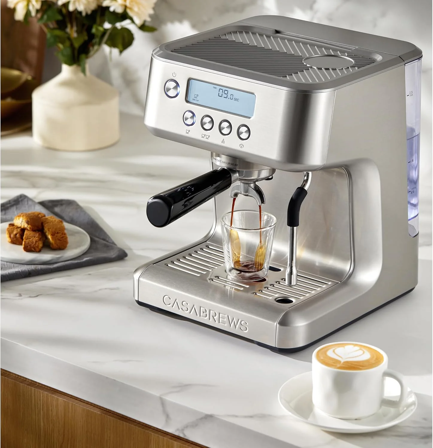 CASABREWS Ultra Espresso Machine with LCD Display, Espresso Maker with Powerful Milk Frother