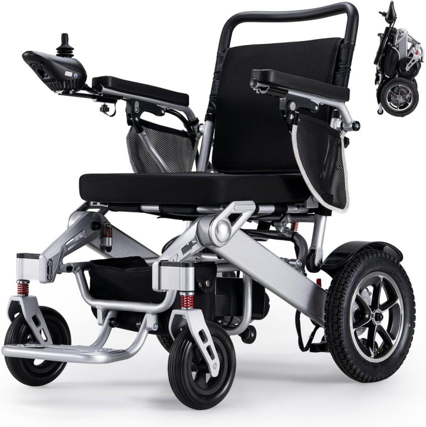 Electric Wheelchair,25 Miles Longer Range, Foldable Power Wheelchair for Adults Seniors,500W Dual Motors,Compact Motorized Wheelchair All Terrain,Intelligent Folding, Travel Size