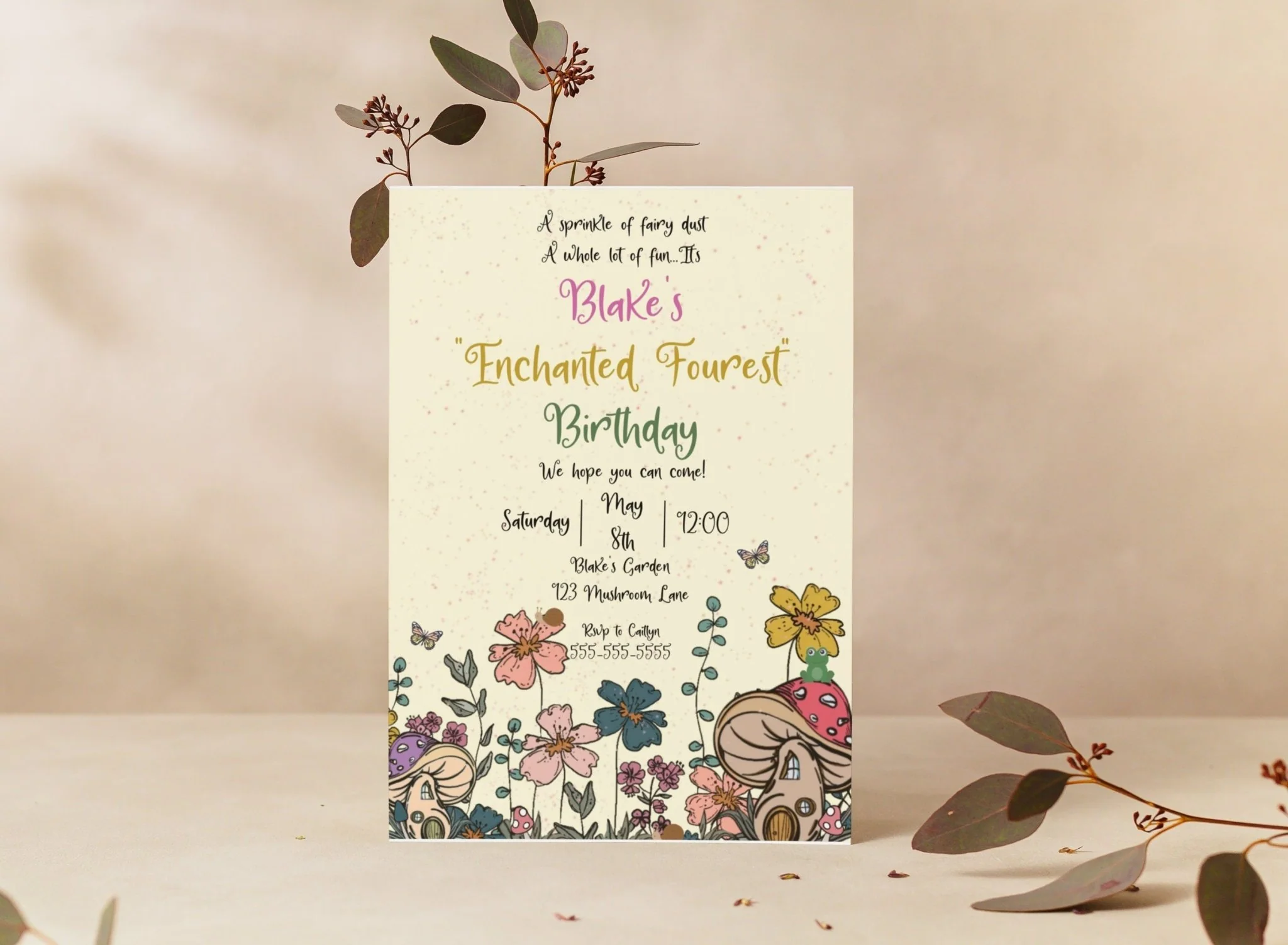Enchanted Fourest birthday invitation template | Fourth Birthday Digital Invitation Template | woodland Theme | fairy theme I