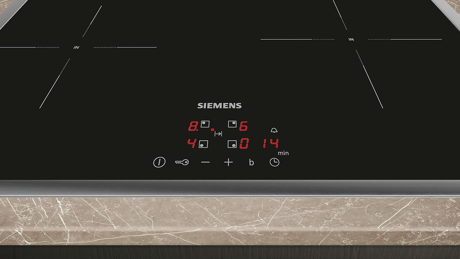 Siemens EH645BFB6E, Stiftung Warentest Testsieger*, iQ300, Induktionskochfeld, 60 cm, Schwarz, Mit Rahmen aufliegend, TouchControl, powerBoost, Timer, Kindersicherung