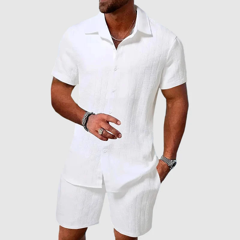 Locker geschnittenes Hemd- und Shorts-Set f��r Herren