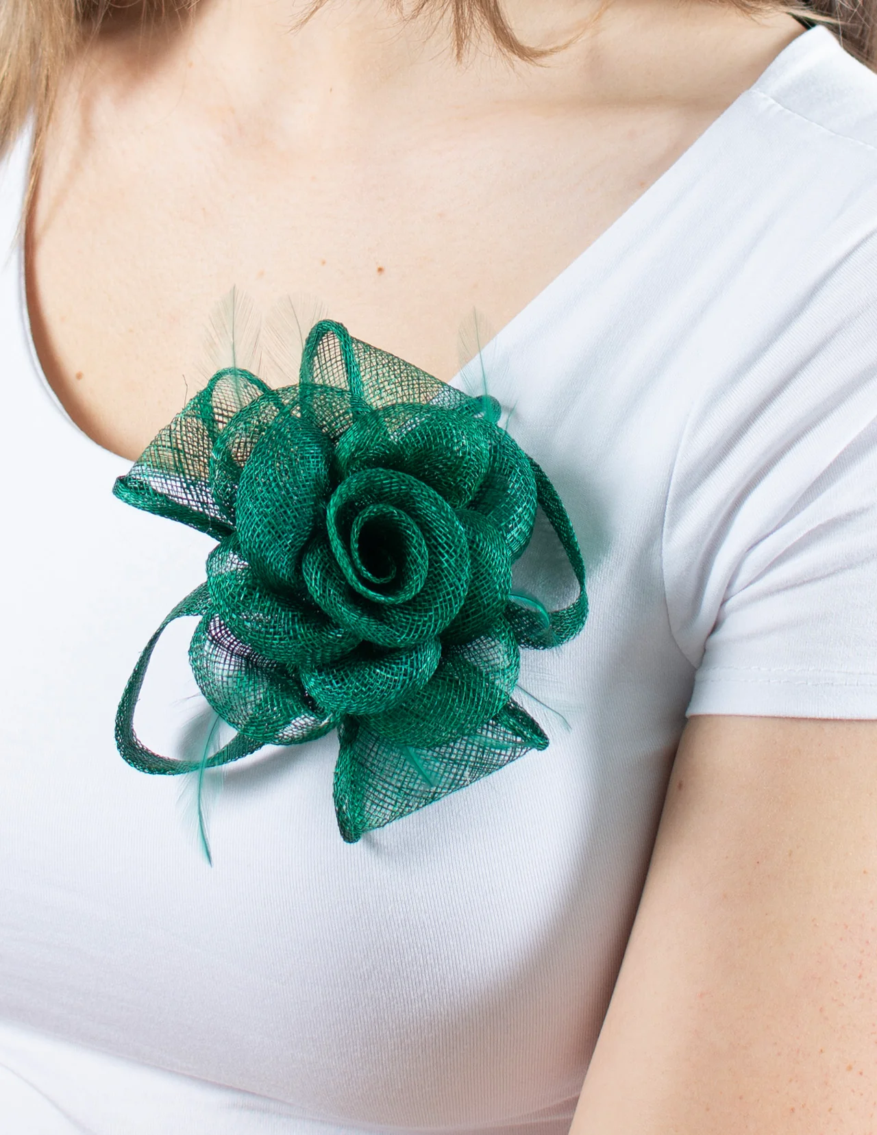 Fascinator | Small Rose Brooch | Green