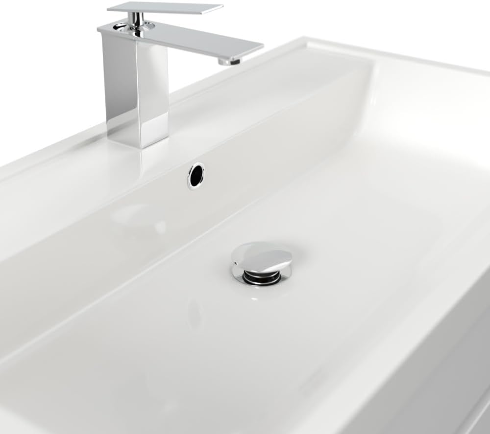 Magnolia Home Stand Badmöbel Via 80 SoftClose mit DREI grifflosen Schubladen Farbe Weiss Hochglanz