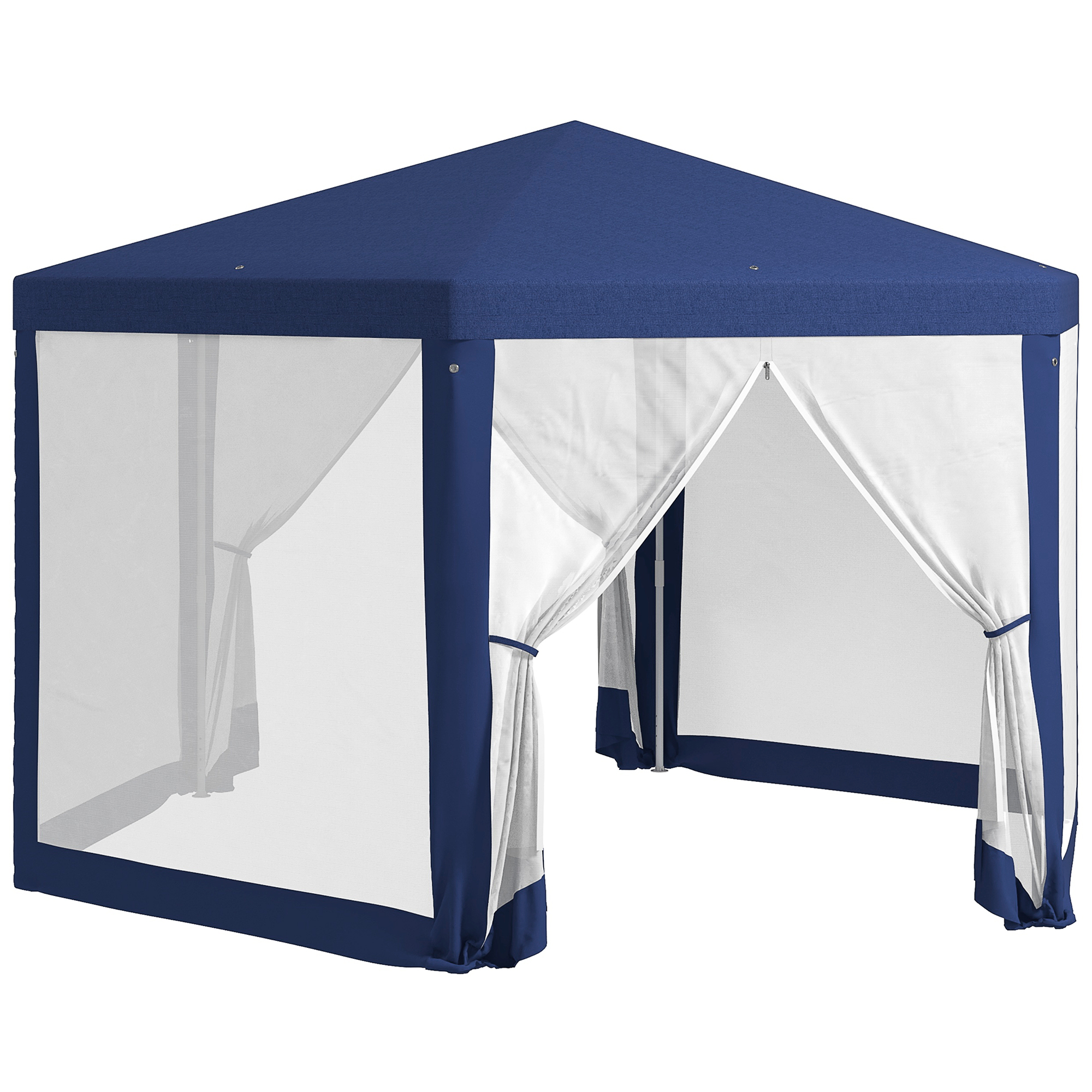 Tuinpaviljoen, 6-hoekig, Muskietennetten, Metalen Frame, 3,94x3,412x2,5m, Blauw