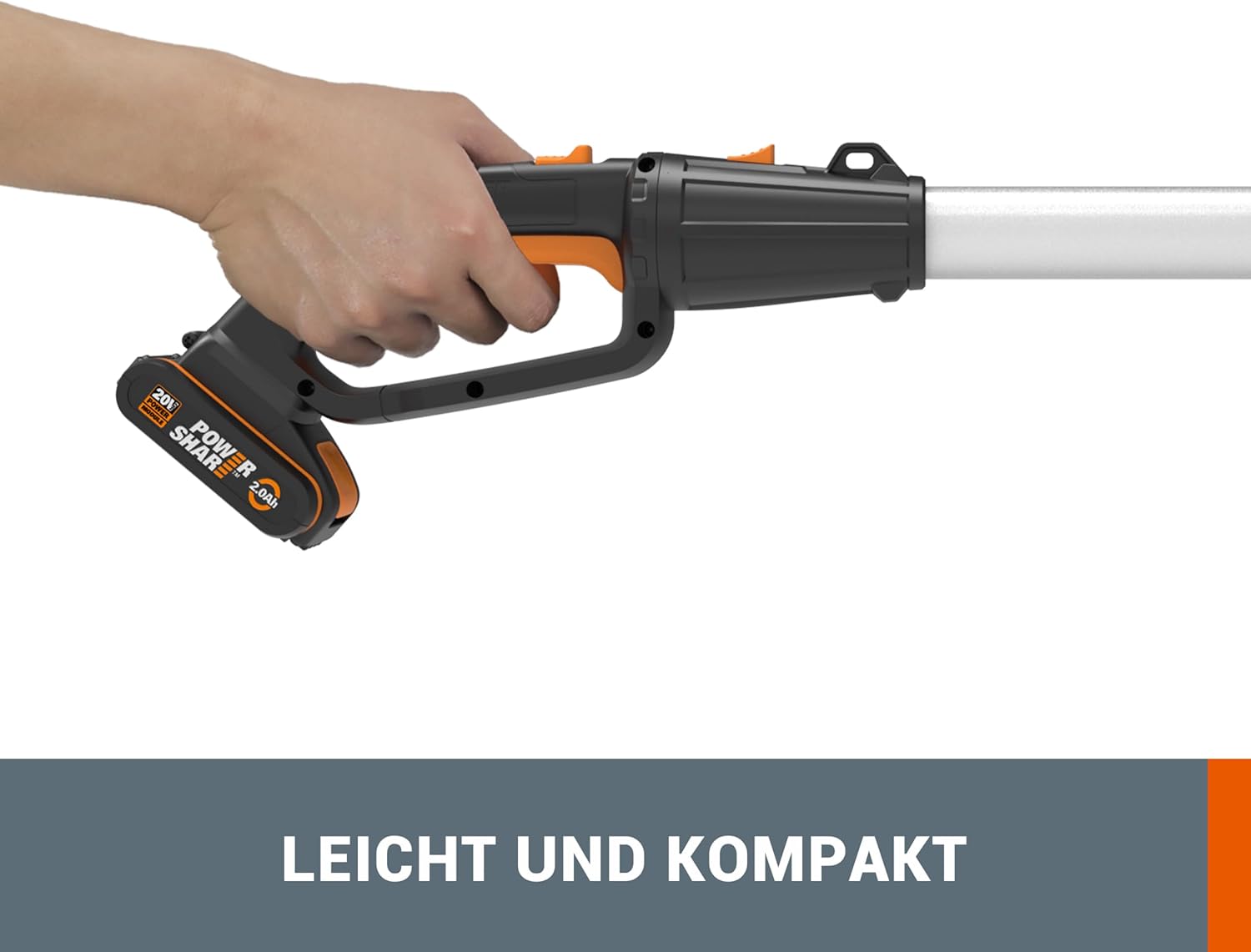 WORX WG252E.9 Akku Teleskop Heckenschere - 45cm Schnittbreite - 10-Fach Verstellbarer Teleskopstiel bis 3,20 Meter Hhe - PowerShare kompatibel - Ohne Akku & Ladegert