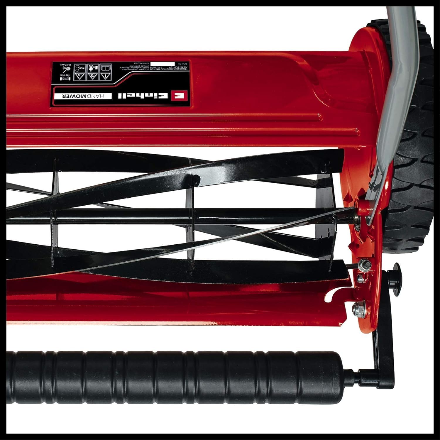 Einhell Hand-Rasenmher GC-HM 400 (bis zu 250 m, 40 cm Schnittbreite, kugelgelagerte Mhspindel mit 5 Stahlmessern, 4-stufige Schnitthheneinstellung 13-37 mm, 27 l-Fangkorb)