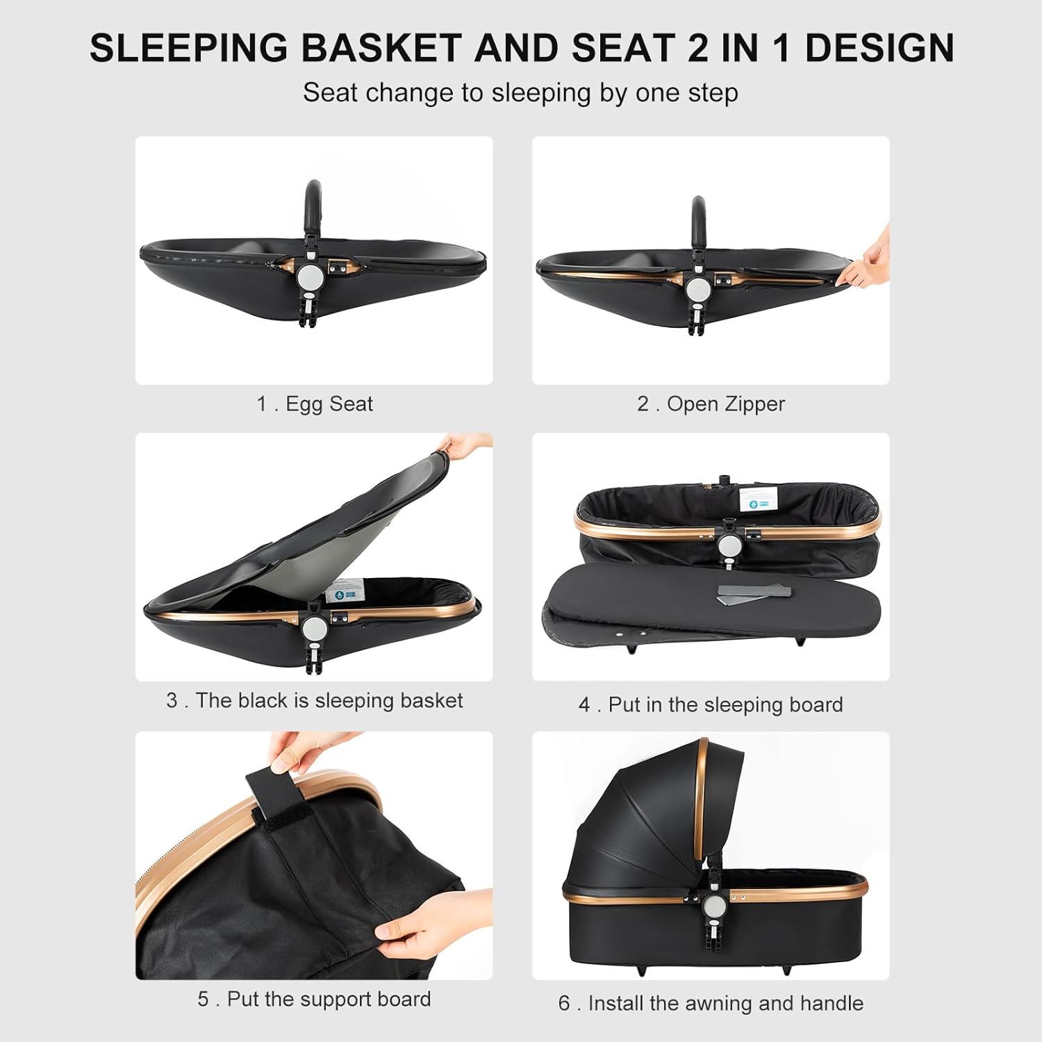 3 in 1 Kombikinderwagen 3 in 1 Reisesysteme Kinderwagen Infant Hochlandschaft Liegender Buggy Kinderwagen Neugeborenen Kinderwagen Faltbarer Standardkinderwagen (906 White)