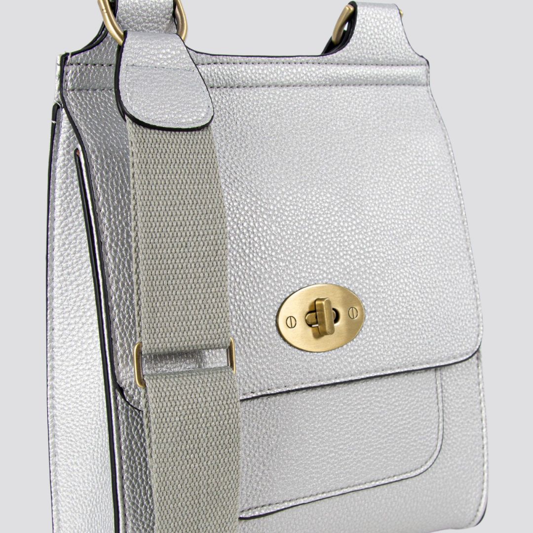 Lily Crossbody Messenger Bag | Silver