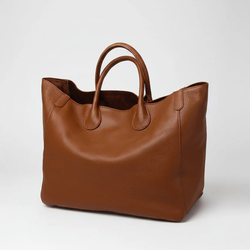 Brown Oversized Large Classic Top Grain Leather Tote Bag