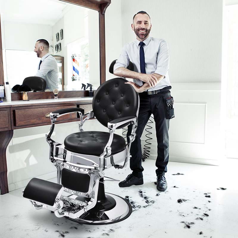 Vintage Barber Chair Height Adjustable Hairdressing Chair, 360�� Swivel Reclining Makeup Hair Salon Chair for Hair Stylist