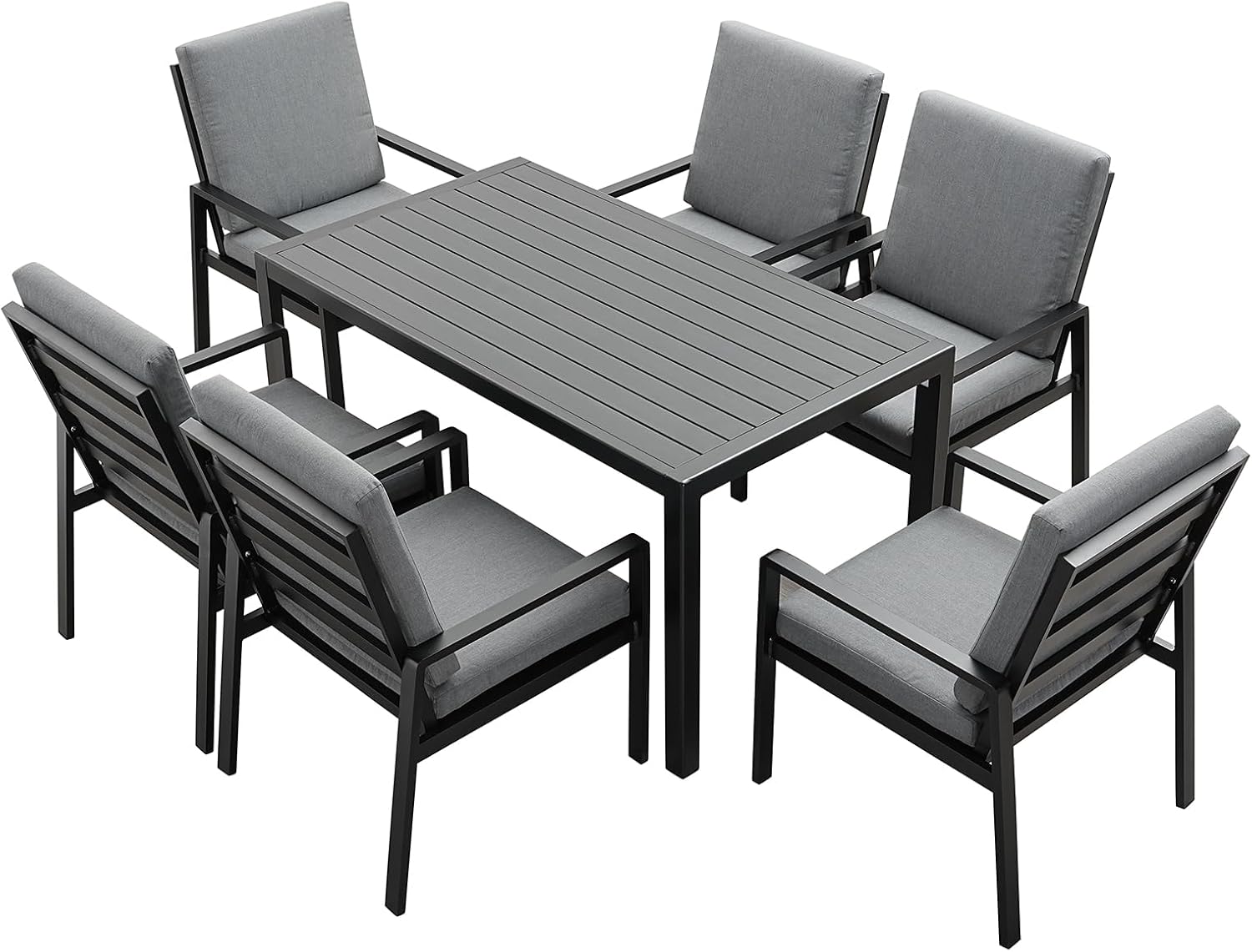 GLP Gartenlounge-Set Garten-Essgruppe, (Gartenmöbel Set, 7-TLG., 6 Sessel, 1 Esstisch, inkl. Auflagen, Aluminium), Wetterfest Gartenlounge Set, 9400-P1+P2
