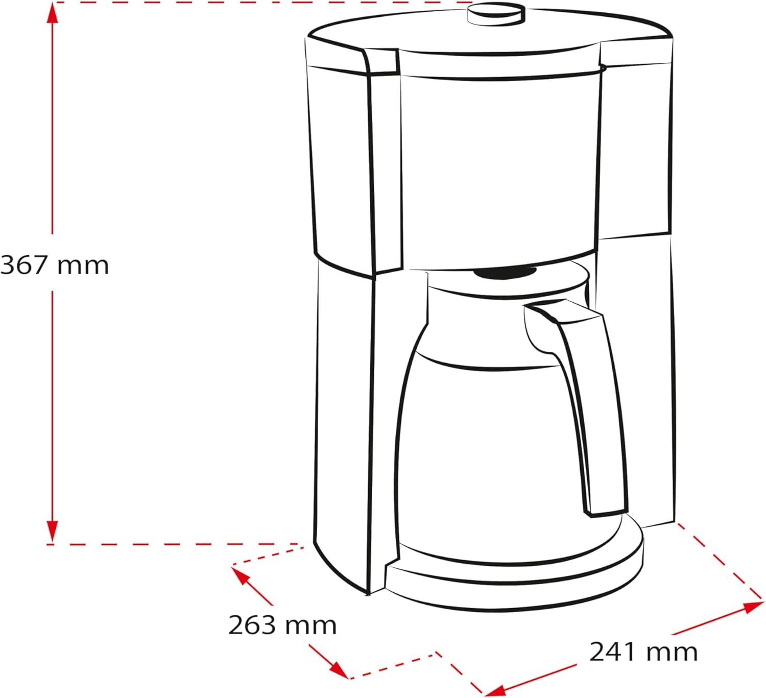 Melitta Look Timer - Filterkaffeemaschine - Thermokanne - Timer Funktion - Tropfstopp - 10 Tassen - Schwarz (1025-18)