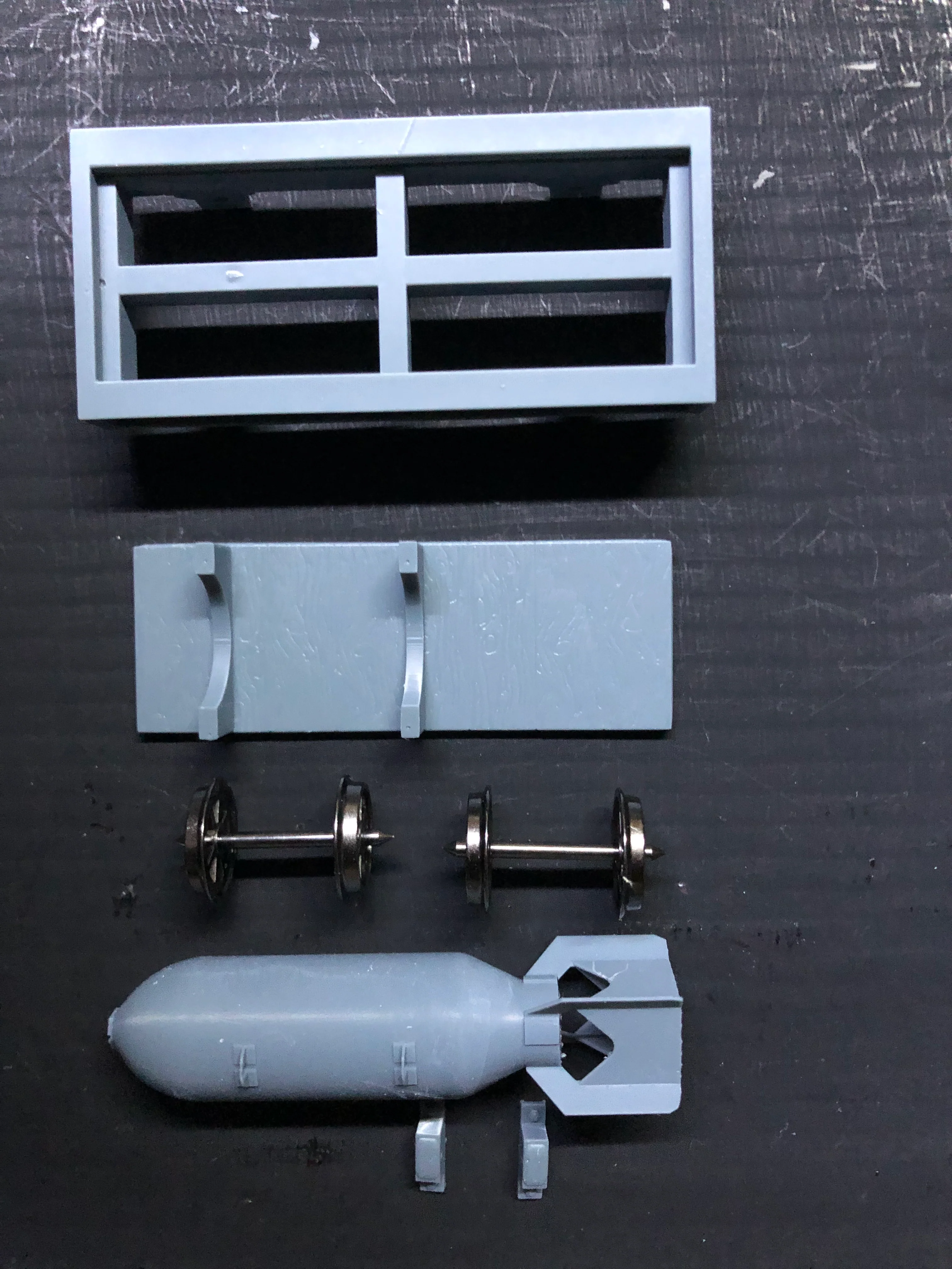 GN15 Munitions Bomb Carrier – Resin Kit with Bomb, Deck Insert, Chassis & Wheelsets - Style B