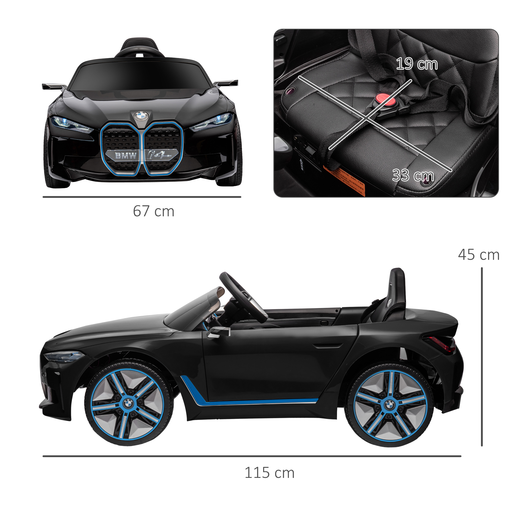 Kinderauto Elektroauto BWM i4 3-5 km/h Afstandsbediening Multimedia-speler Zwart