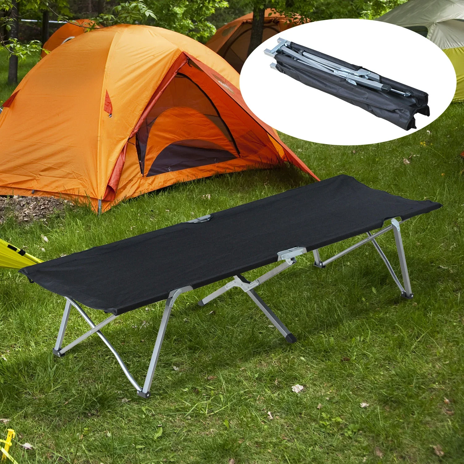 Outsunny veldbed opklapbaar met draagtas voor buiten