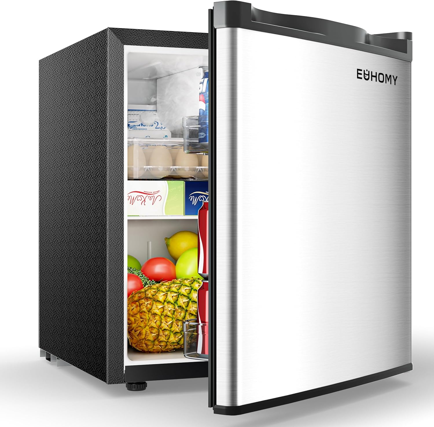 EUHOMY Mini Kühlschrank, 46L Kühlschrank klein, kleiner Kühlschrank mit umkehrbarer Tür, 7-Stufen Thermostat, 38dB Ultra-Leise, Energieeffizienter Kompaktkühlschrank für Schlafzimmer, Büro