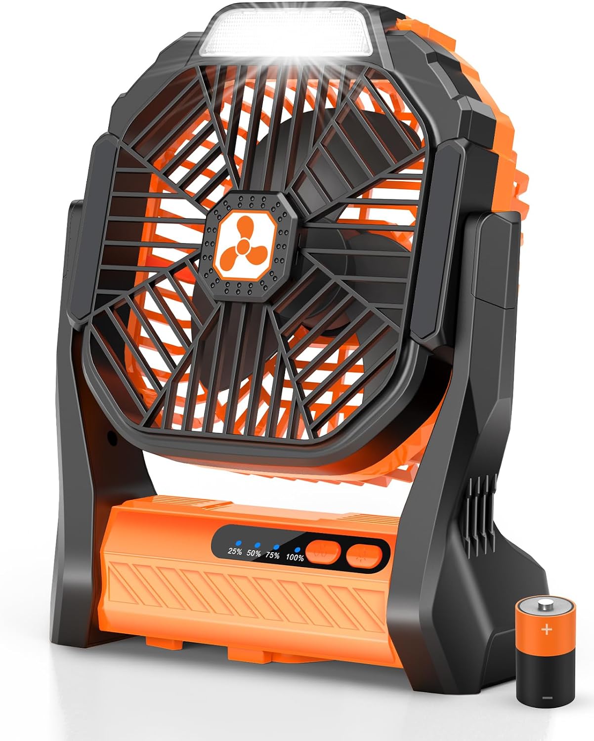 Batteriebetriebener Ventilator 20000mAh Kabellos, Wiederaufladbarer Tragbarer Ventilator mit LED-Laterne, USB-C-Akku Tischventilato