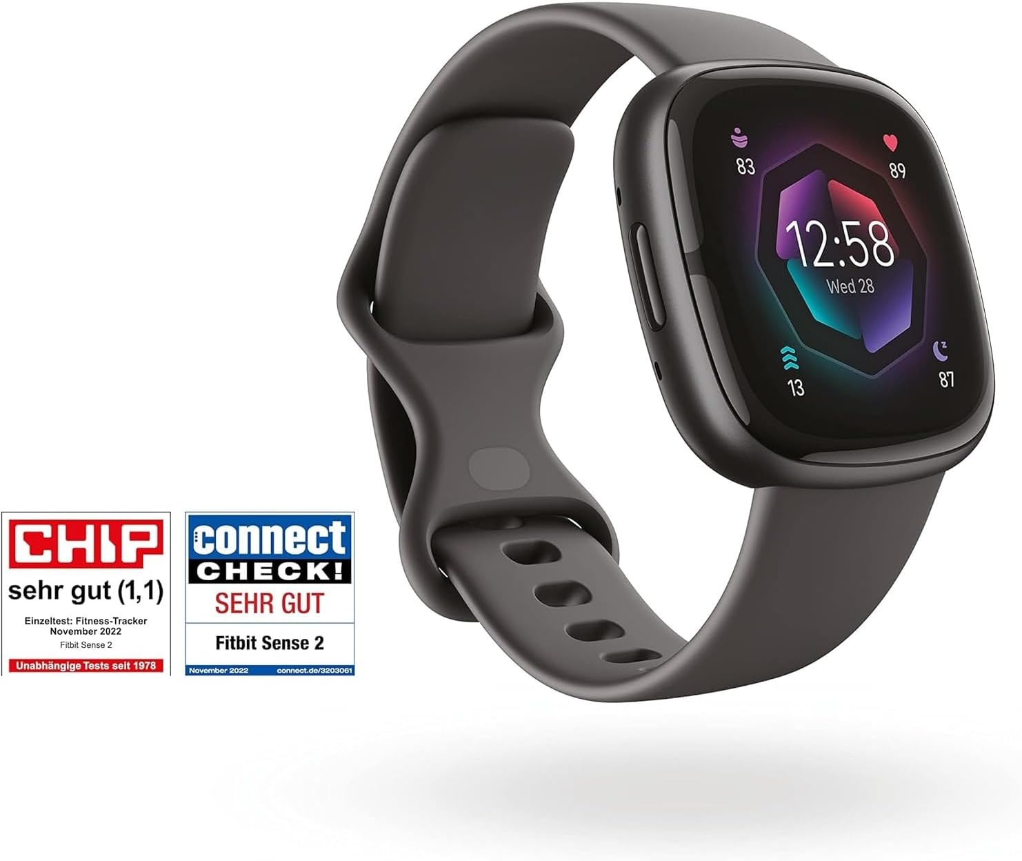 Google Fitbit Sense 2 – Smartwatch Damen / Herren – Fitnessuhr mit integriertem GPS und Telefonfunktion – Fitness-Tracking mit Stressmanagement, EKG und Schlafanalyse – kompatibel mit Android/iOS