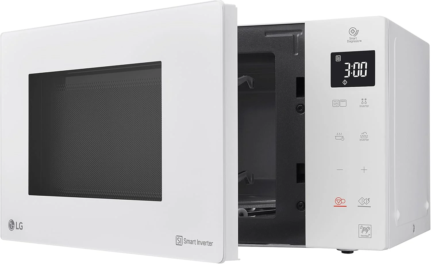 LG MH6535GIS Magnetron met invertertechnologie en kwartsgrill, 25 liter inhoud, 1000 W, automatische programma's, instelbare vermogensniveaus voor optimaal koken en EasyClean-functie, Zwart