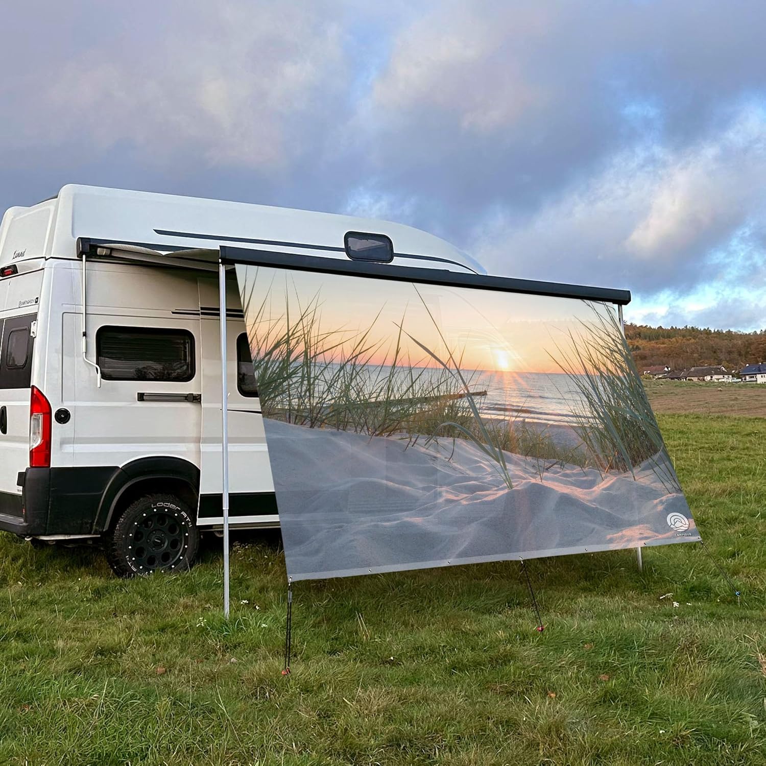 Textil Sonnensegel OSTSEE-Strand | Höhe 200cm | hochwertiger Fotodruck inkl. Keder-Befestigung | Markisen-Vorderwand - Länge/Keder: 380cm / 5 mm Keder