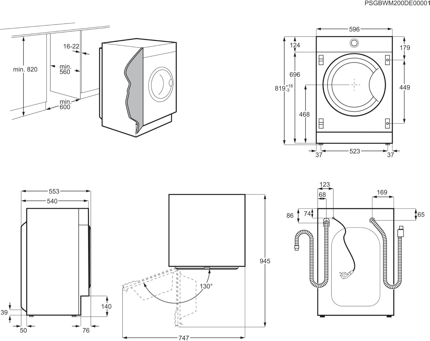 AEG L6FBG51470 Waschmaschine / Serie 6000 mit ProSense / Testsieger der Stiftung Warentest / 7,0 kg / Leise / Mengenautomatik / Nachlegefunktion / Kindersicherung / Wasserstopp / 1400 U/min