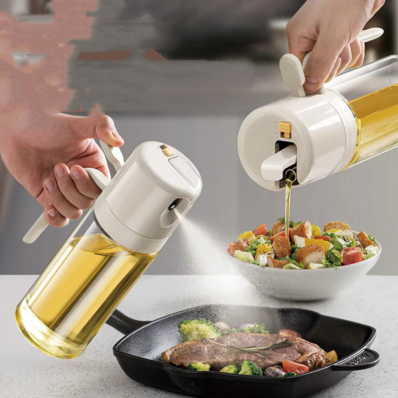 2-in-1 Oil Sprayer & Dispenser Bottle �?Olive Oil Mister for Cooking, Air Fryer, BBQ & Salad