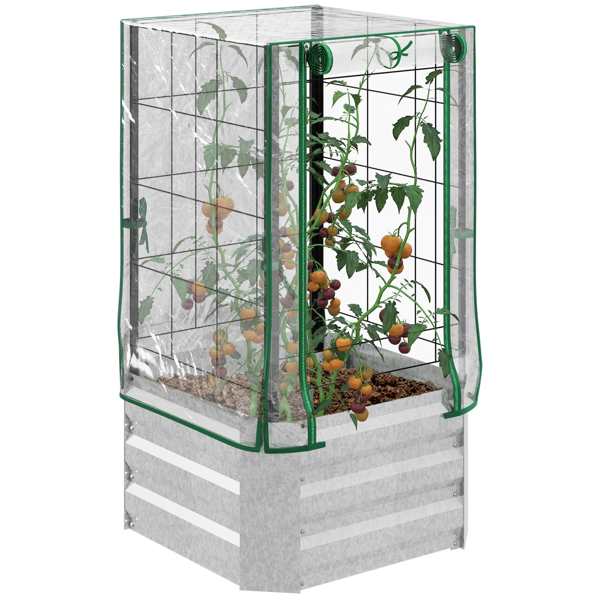 HOMCOM Verhoogde Tuinbak Set Plantenbak voor Tuin & Balkon