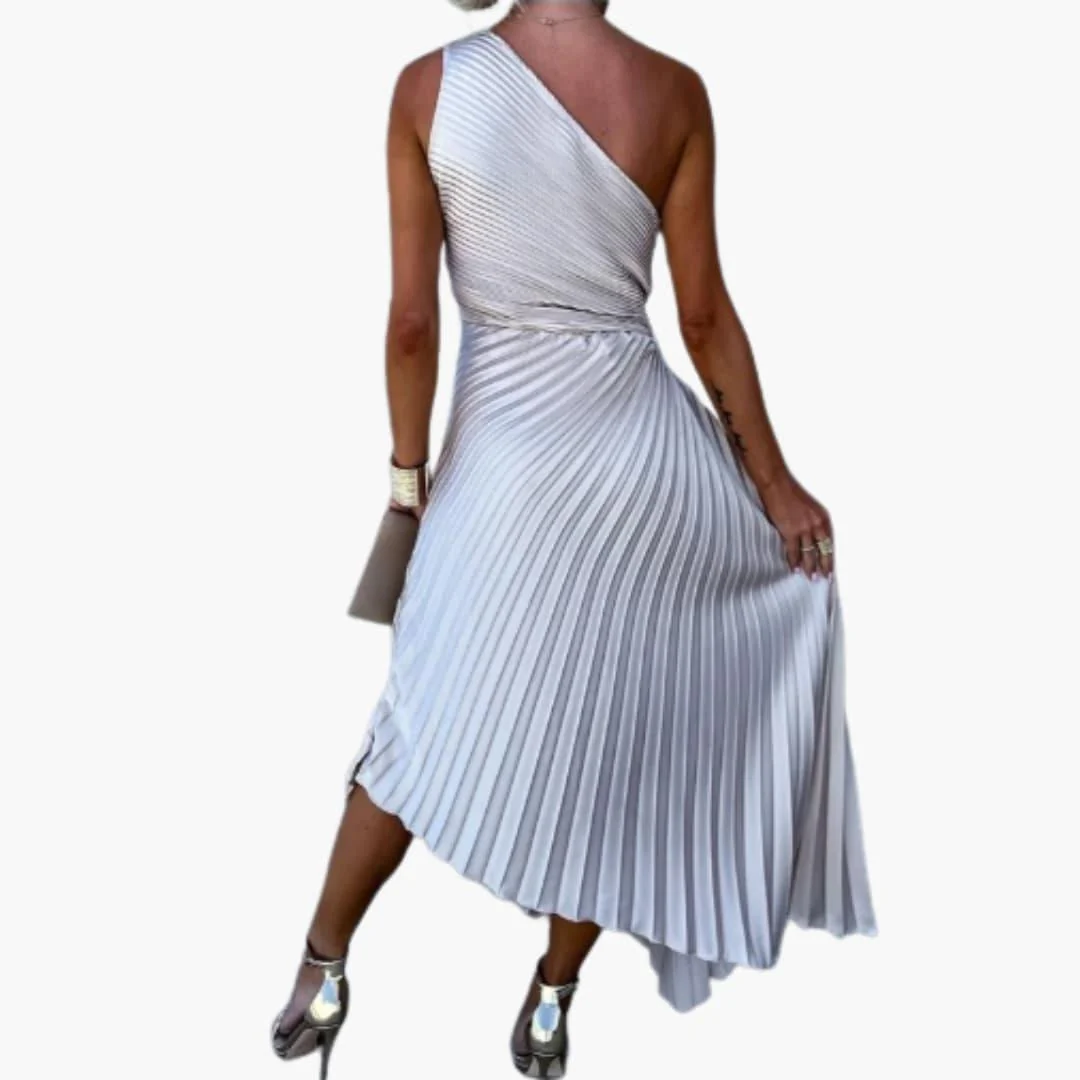 Asymmetrisches Cocktailkleid f��r Damen mit One-Shoulder-Ausschnitt und Plissee-Design