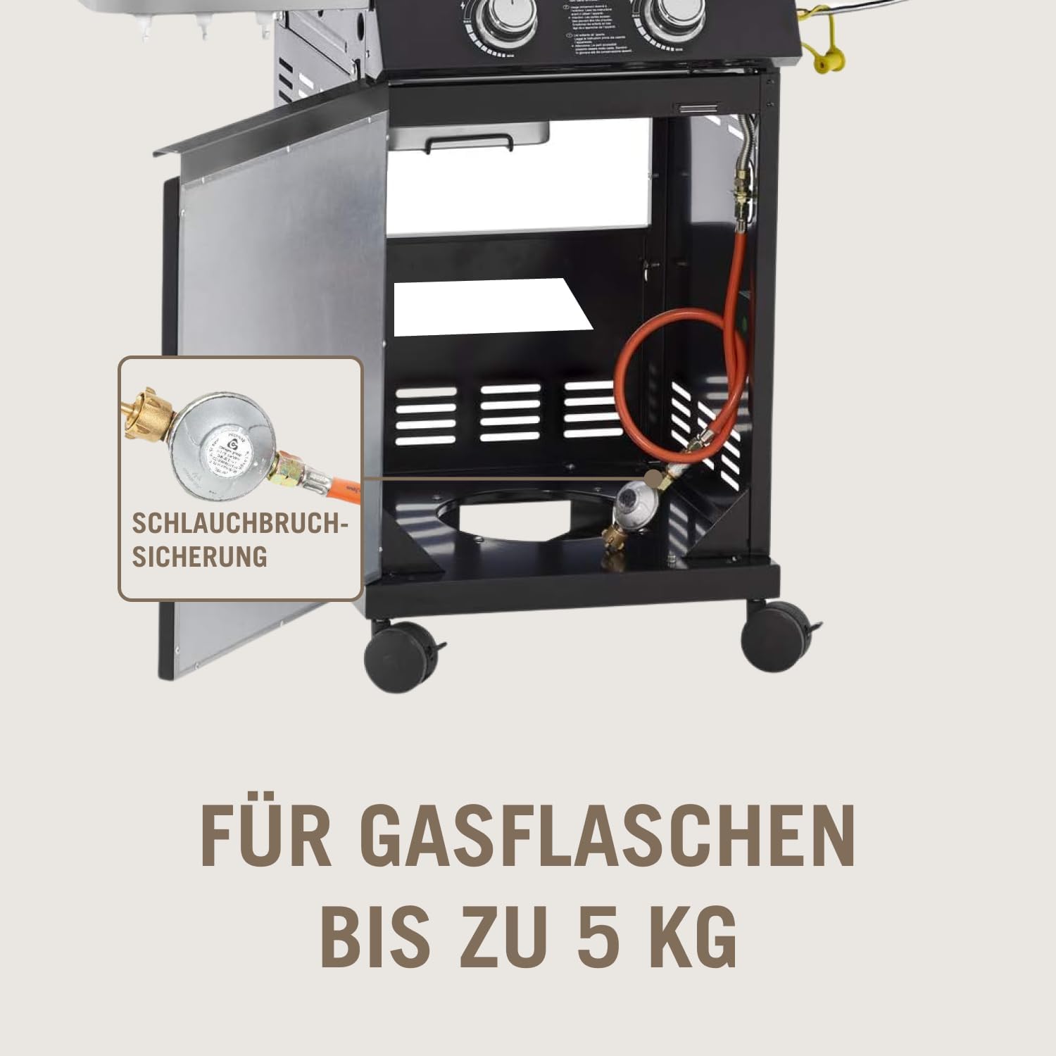 RÖSLE Elektrogrill BBQ-Portable Videro E2-P, tragbarer Tischgrill mit 2 Brennern, Warmhalterost und Deckel mit Glaseinsatz, pulverbeschichteter Stahl, schwarz/silbern