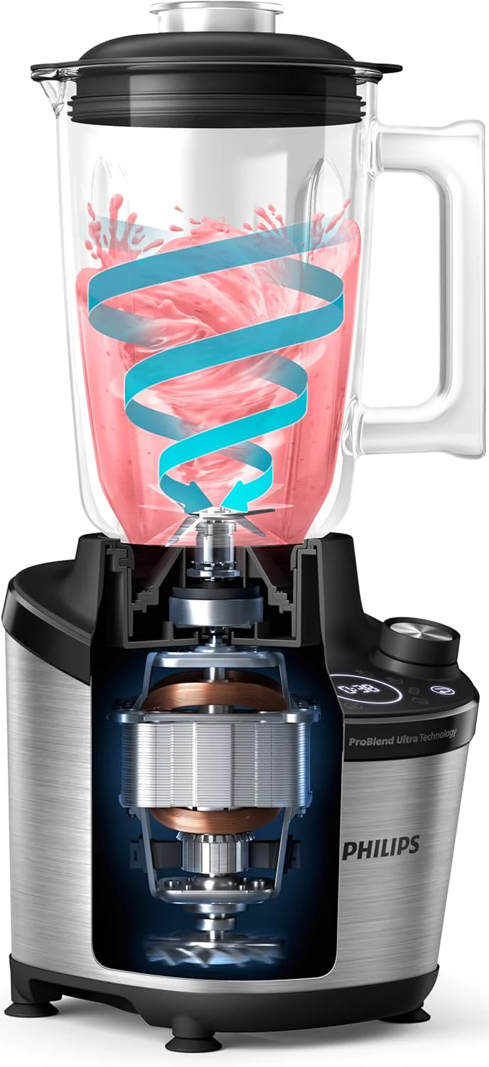 Philips Blender 7000 Series - 1500 Watt, 2 Liter, ProBlend Ultra Technologie, snelkeuzeprogramma's, HomeID recepten, Quick Clean-functie, 2 Tritan-bekers (HR3760/10)