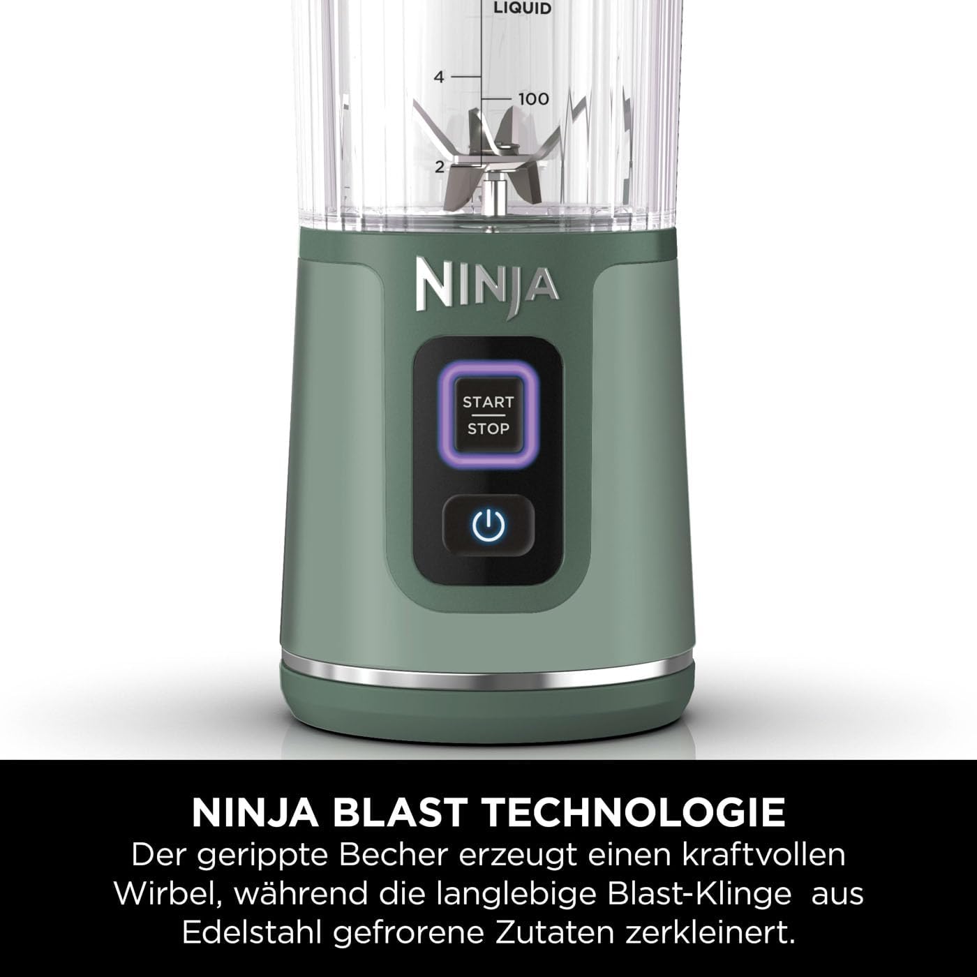 Ninja Blast Tragbarer Mixer / Blender / Smoothie Maker, 530ml Becher, Auslaufsicherer Deckel, Leistungsstarker Mini Standmixer, Kabellos & Wiederaufladbar, Zerkleinert Eis & Obst, Schwarz, BC151EUBK