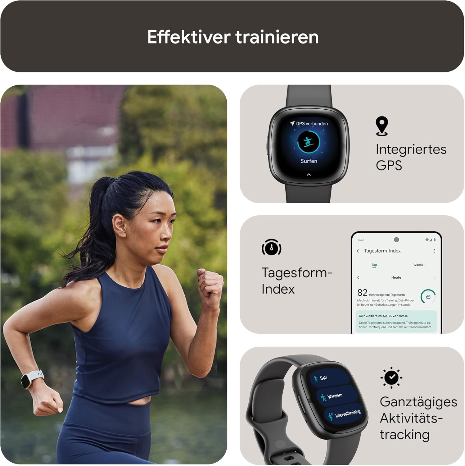 Google Fitbit Sense 2 – Smartwatch Damen / Herren – Fitnessuhr mit integriertem GPS und Telefonfunktion – Fitness-Tracking mit Stressmanagement, EKG und Schlafanalyse – kompatibel mit Android/iOS